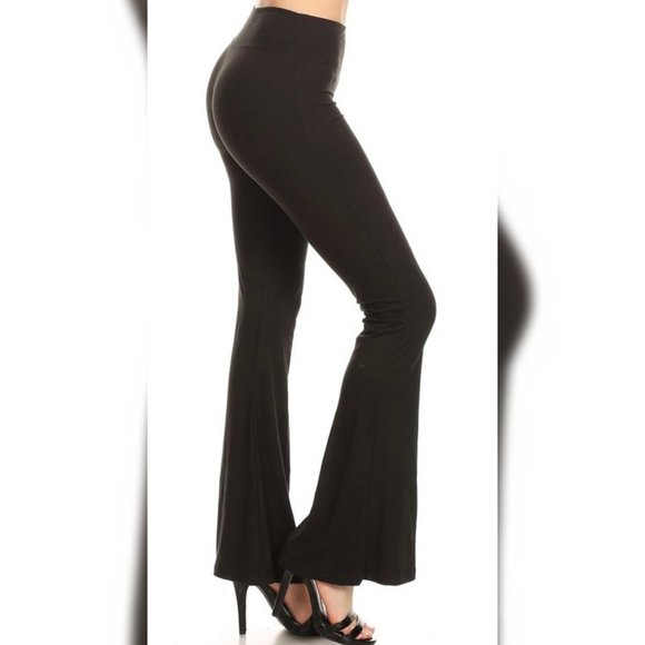 bell bottom leggings black